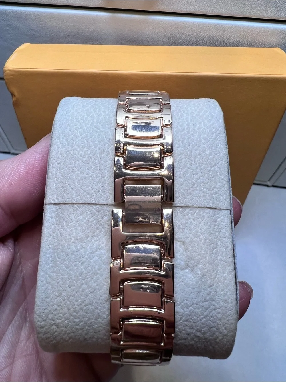 Rose Gold CZ Stone Accent Women's Bracelet Watch